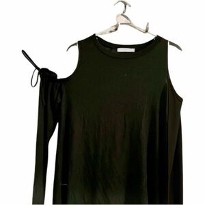 Pinkblush, Size Medium, Maternity Long Sleeve Cold Shoulder Black Top